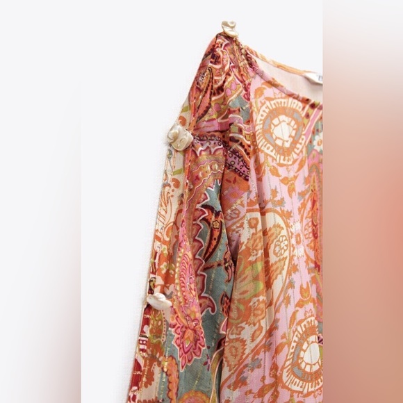 Zara dress boho printed viral blogger summer long sleeve mini vacation summer - Picture 10 of 14